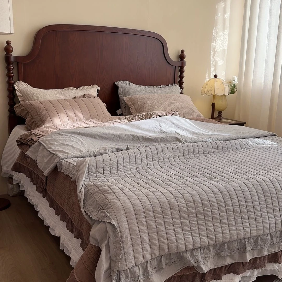 棉浅灰色四件套新款