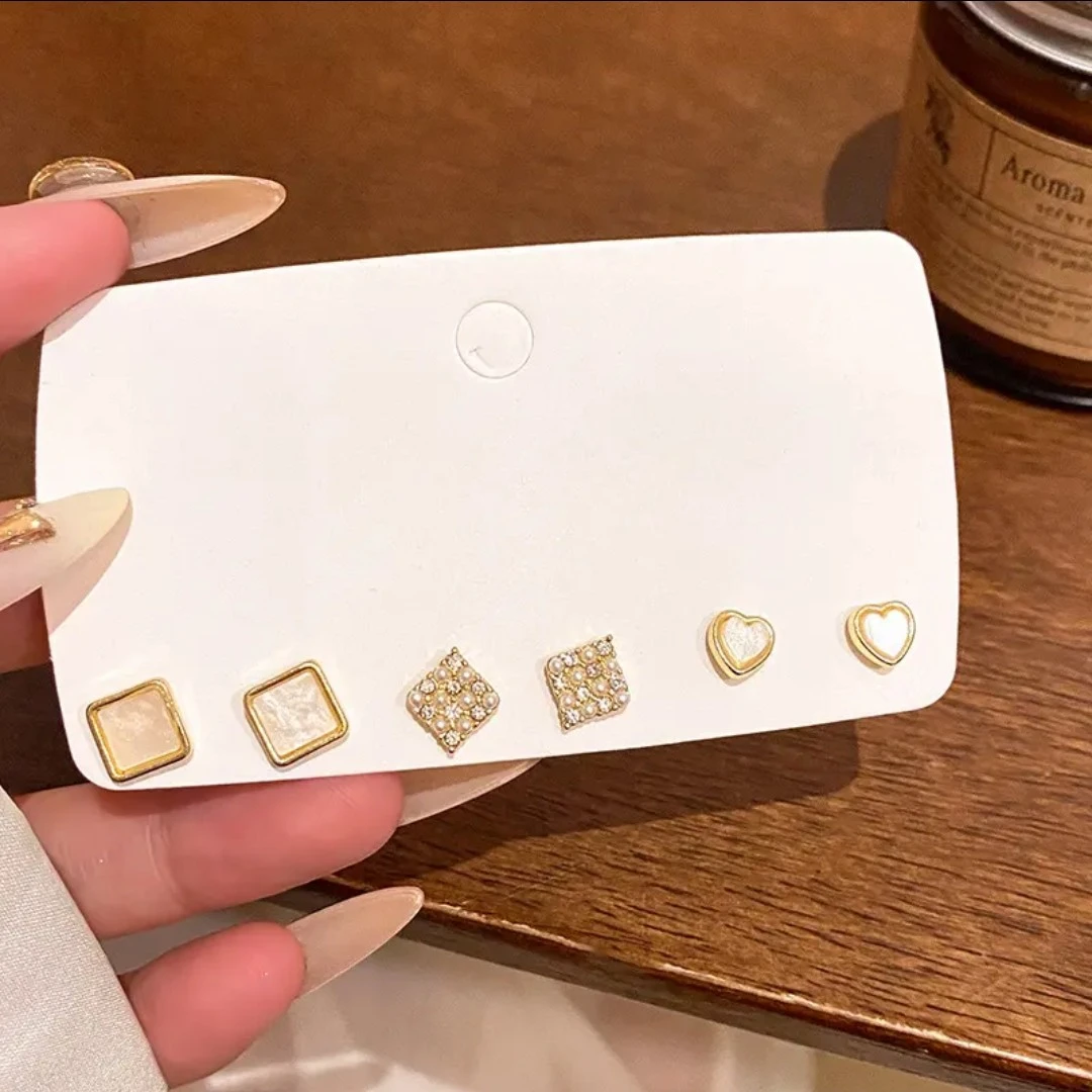 925银仿水晶耳饰 925银耳饰 925银针三副养耳洞耳环轻奢高级