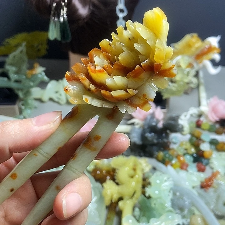 岫玉未镶嵌发簪发簪