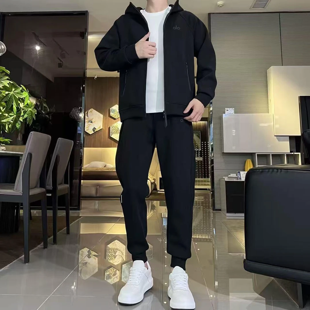 秋冬新款男士时尚潮牌套装连帽卫衣外套百搭美式高街休闲运动卫裤