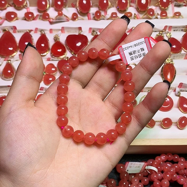 未镶嵌菱锰矿（红纹石）手绳冰种8mm