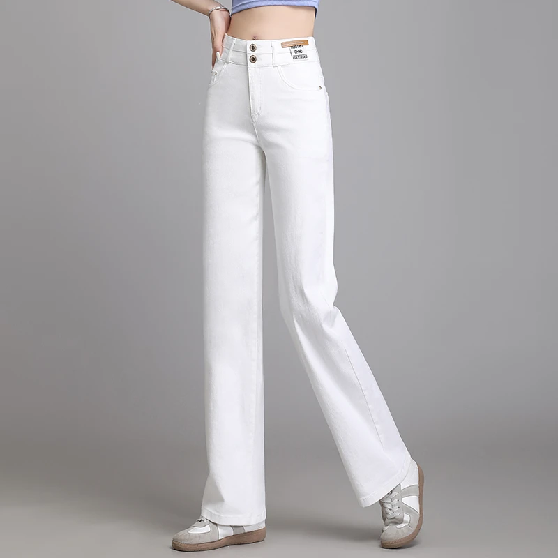 哥弟阿玛施正品牛仔裤女2025夏季新款直筒裤高腰显瘦窄版阔腿裤子