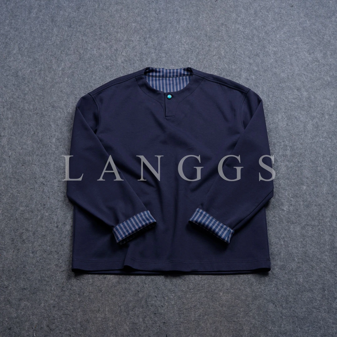 LANGGS&鸣谷 幸运石-绿松石领饰打底卫衣-FW5447