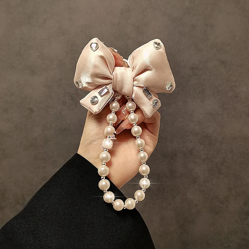 时尚小香风蝴蝶结吊坠挂饰手机挂绳防丢串珠手机链挂件手腕手提链