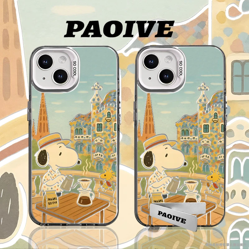 史努比适用苹果华为vivoiPhone小米三星防摔彩银手机壳