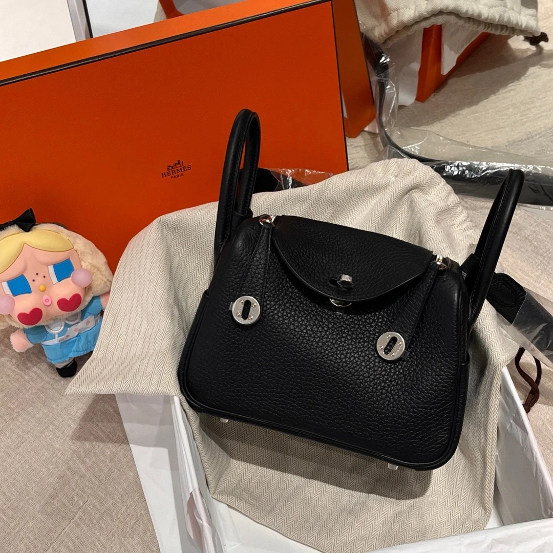 未使用 Hermes/爱马仕 全新K刻 25/5minilindy 黑银tc皮 7646