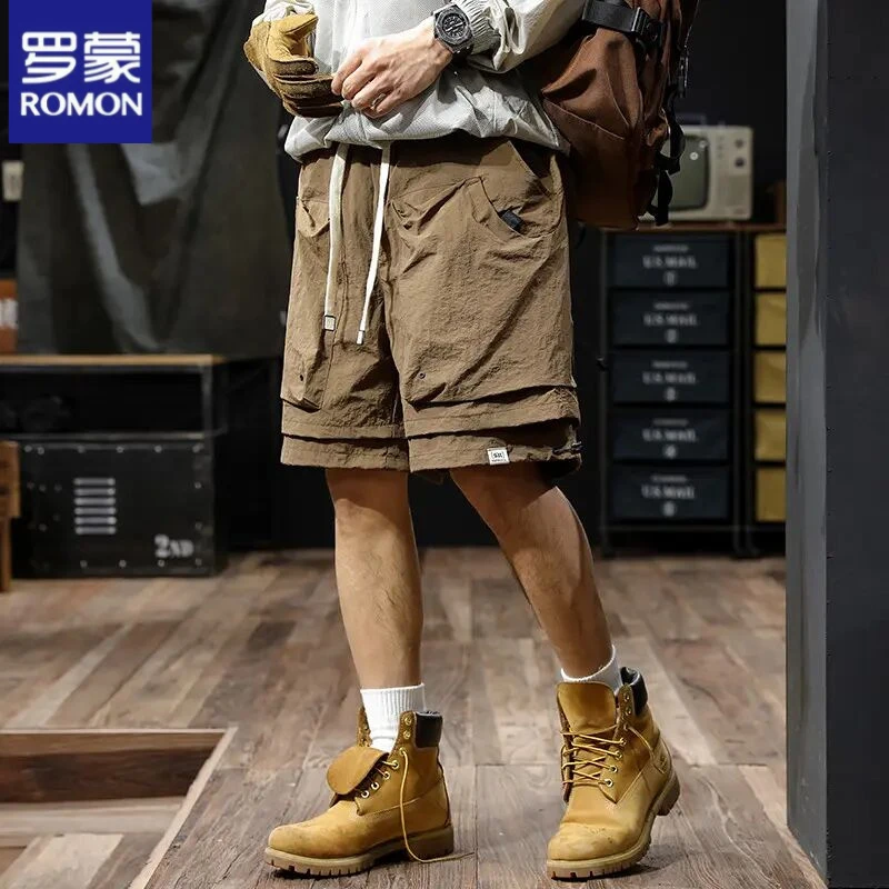 罗蒙冰氧吧凉感工装短裤男夏季新款防水速干轻薄透气休闲五分裤潮