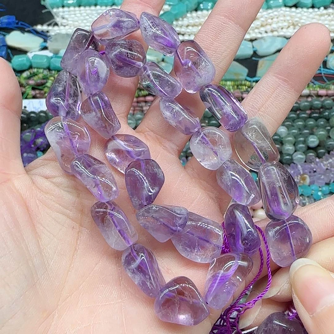 玛瑙/玉髓珠宝半成品合金紫水晶随形10-12mm一条