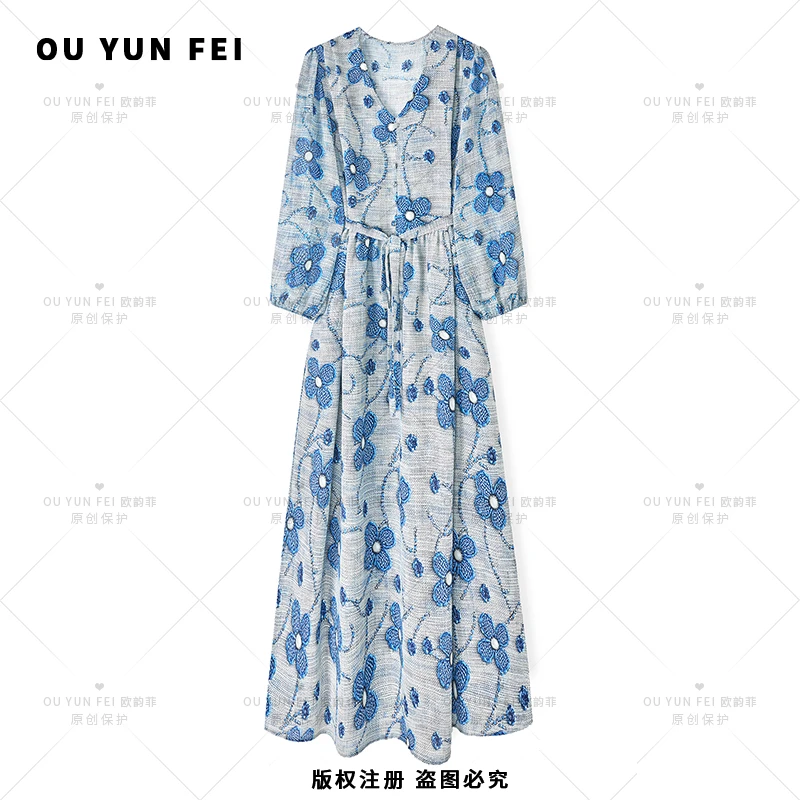 【小兰花】高级感连衣裙女新款气质显瘦穿搭时尚洋气印花长裙AY1229