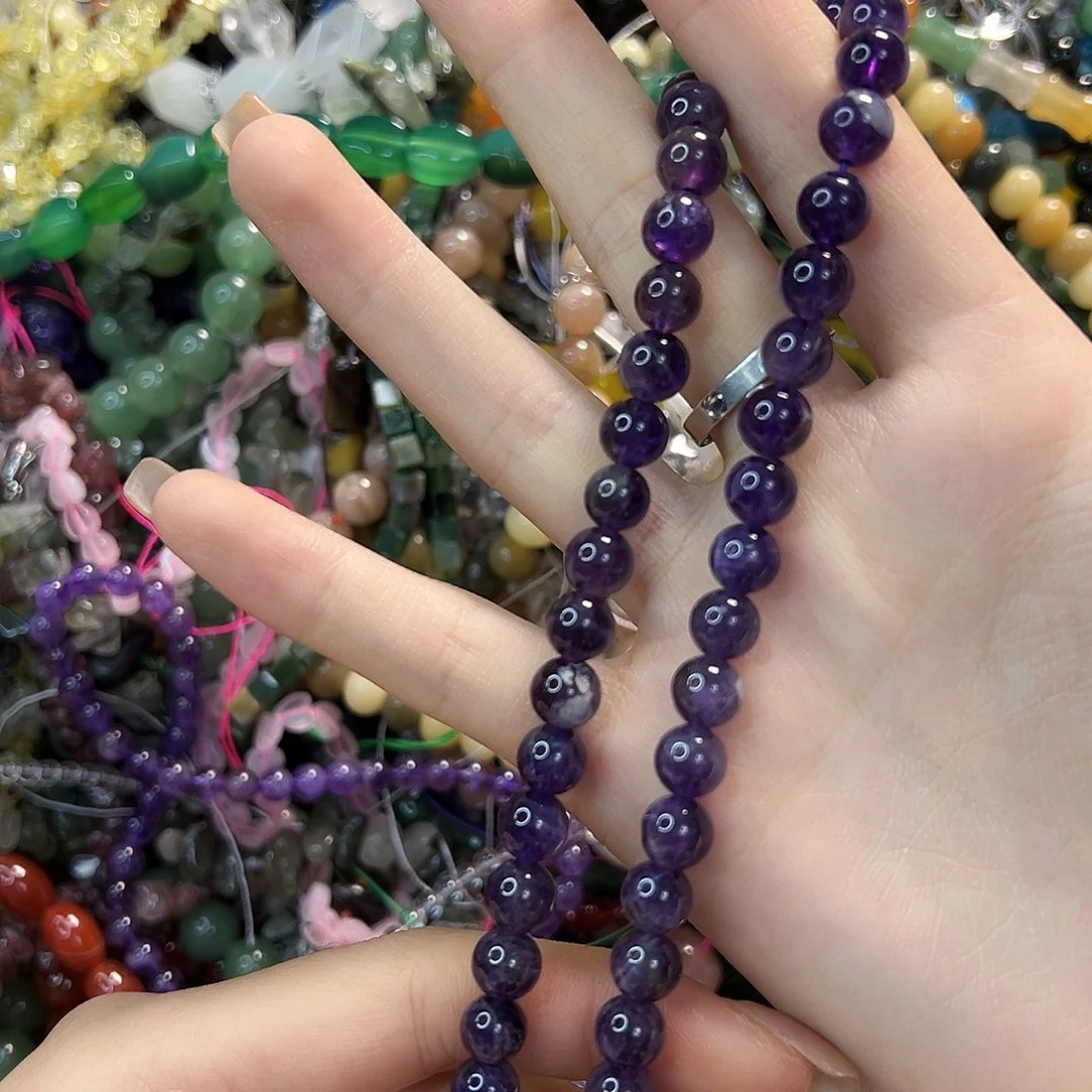 玛瑙/玉髓合金珠宝半成品紫水卡8一条