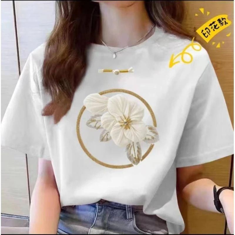【100%纯棉】夏季上新女款时尚百搭潮流纯棉短袖t恤圆领显瘦半袖