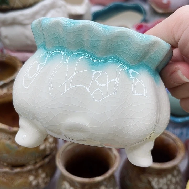 多肉绿植陶瓷花盆9.9包邮，有孔