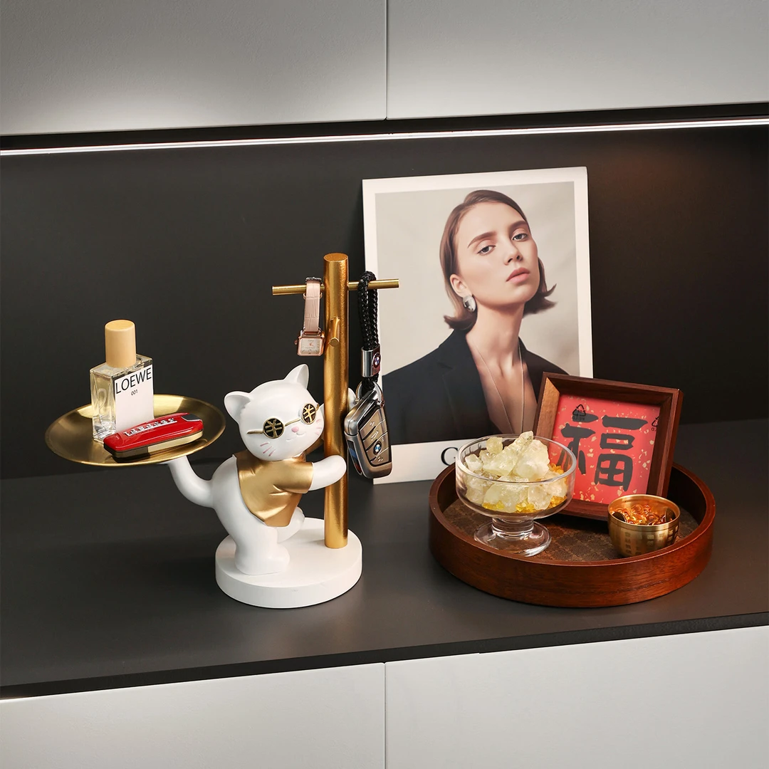 贝汉美乔迁之喜创意招财猫玄关摆件新居客厅电视柜搬家礼物装饰品