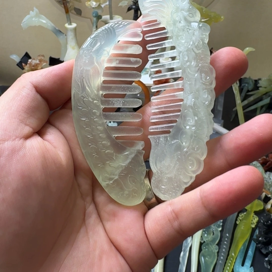 熙***人蛇纹石玉未镶嵌发饰