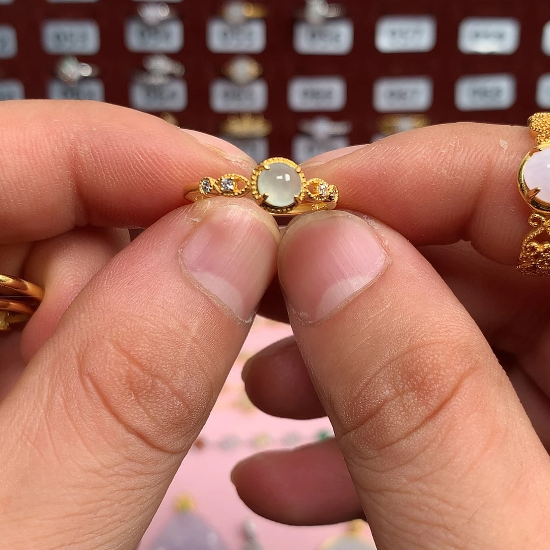 翡翠银S925镶嵌戒指806