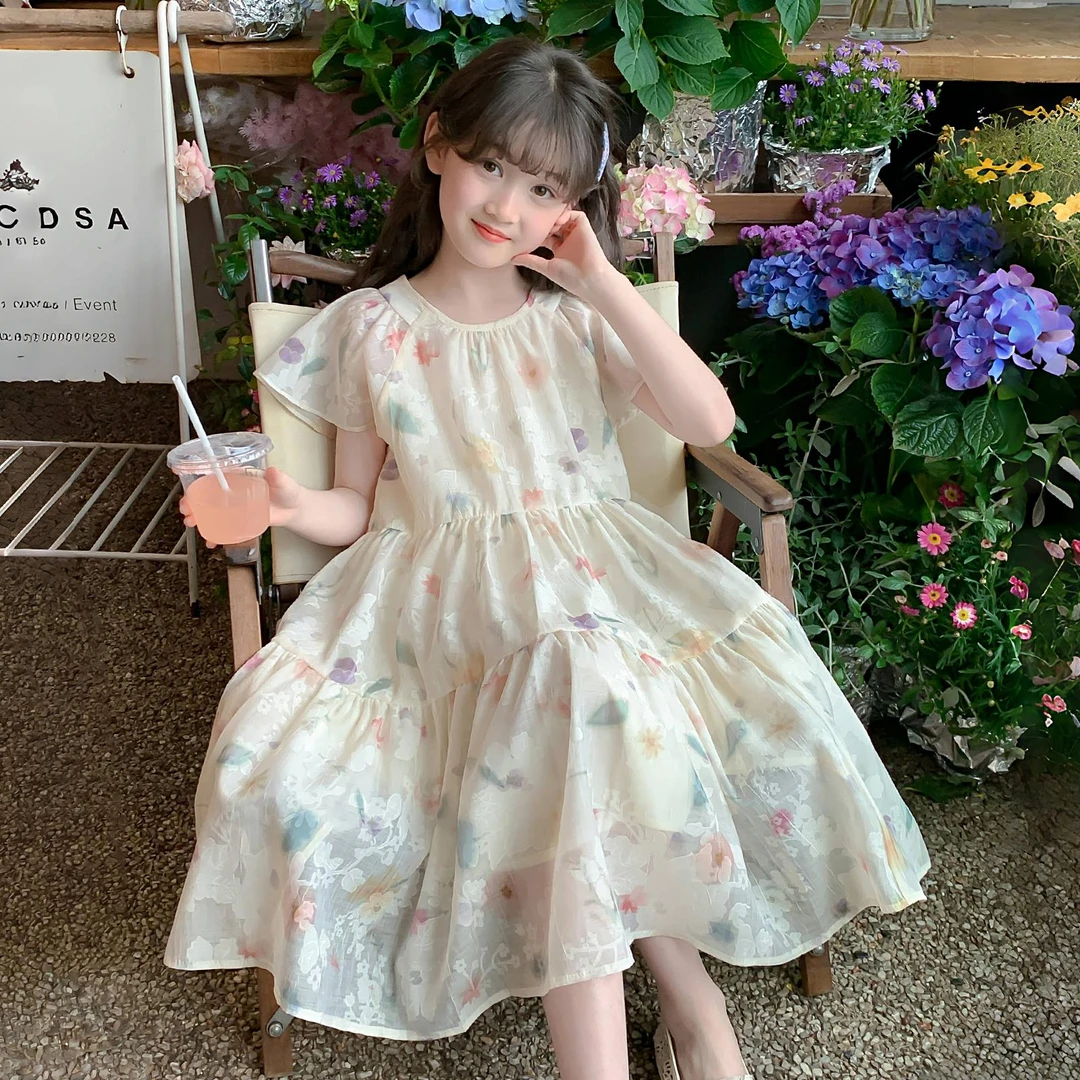 女童连衣裙夏装2025新款洋气童装女孩好看碎花公主裙儿童夏季裙子