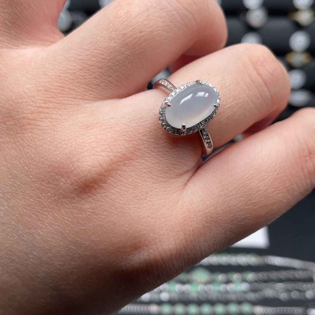 翡翠戒指银S925镶嵌戒指