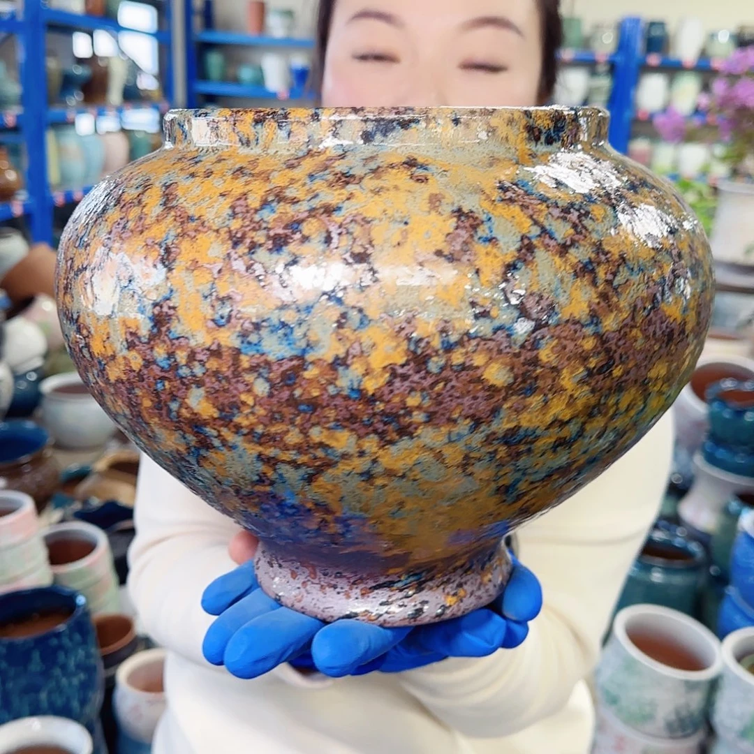 紫砂花盆高21口17