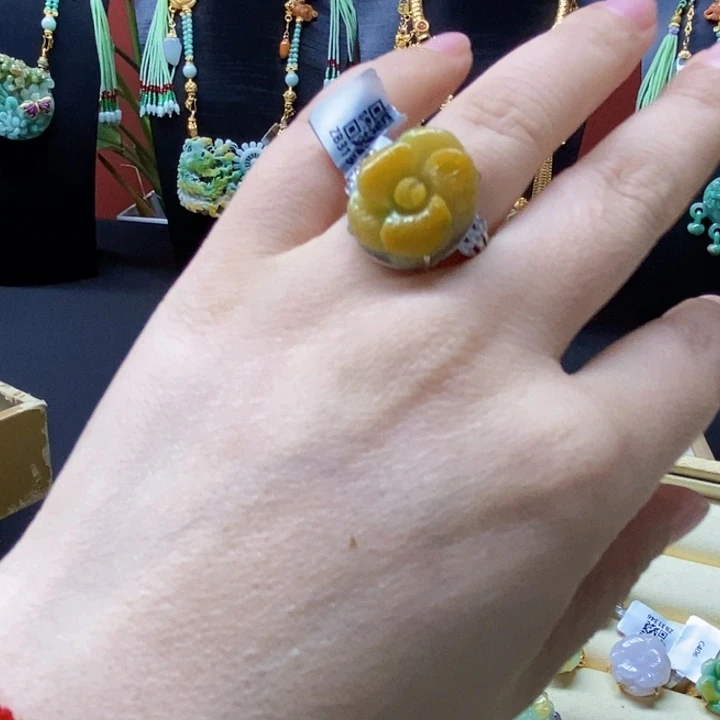 翡翠未镶嵌颈饰戒指