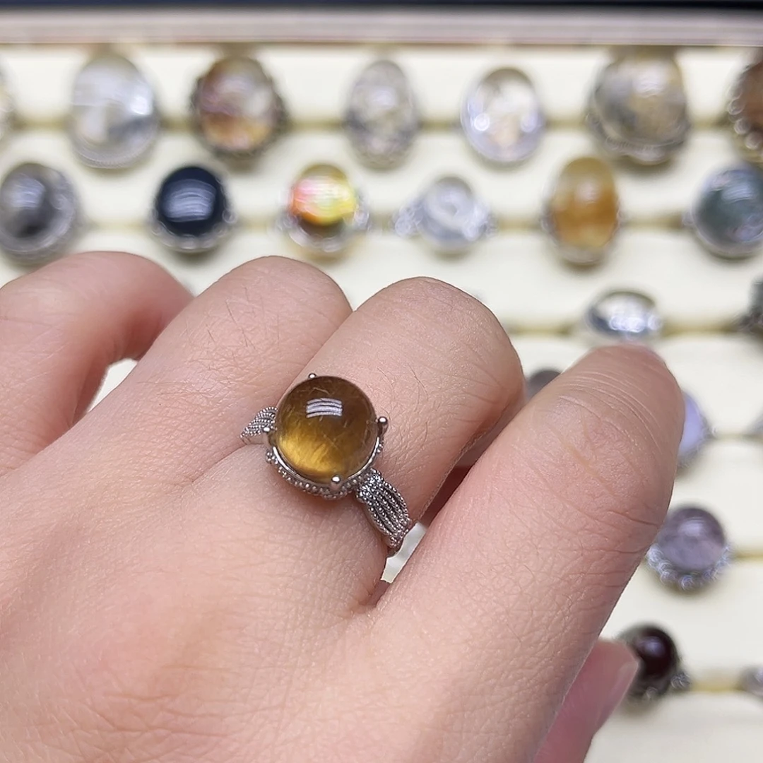 发晶银S925镶嵌戒指天然