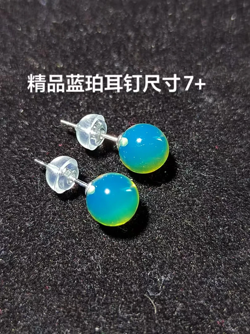 纯天然缅甸琥珀耳环