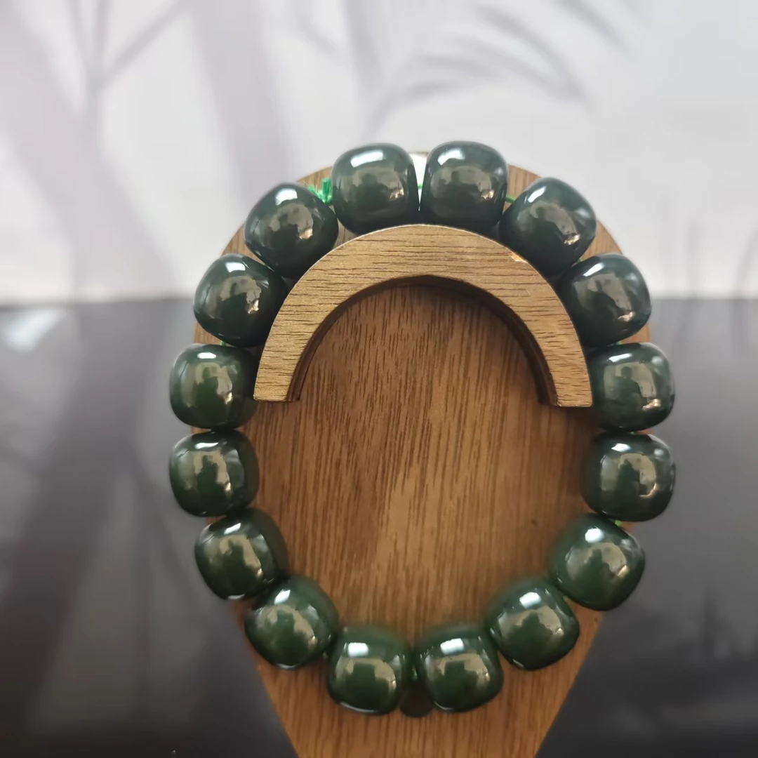 Q和田玉且末桶珠手串（卡14）0480