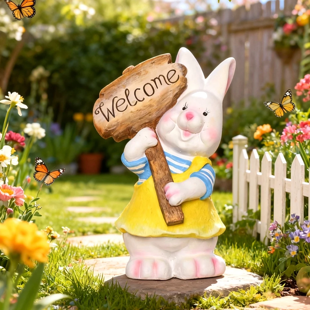 欢迎牌兔子落地摆件园林景观雕塑造景别墅花园庭院落地防雨防晒