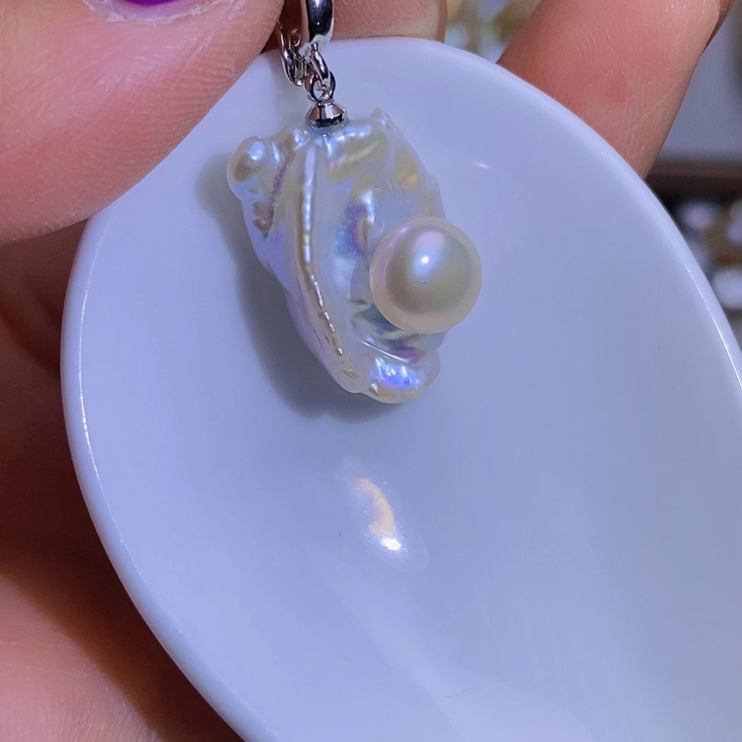 银S925镶嵌淡水珍珠淡水珍珠