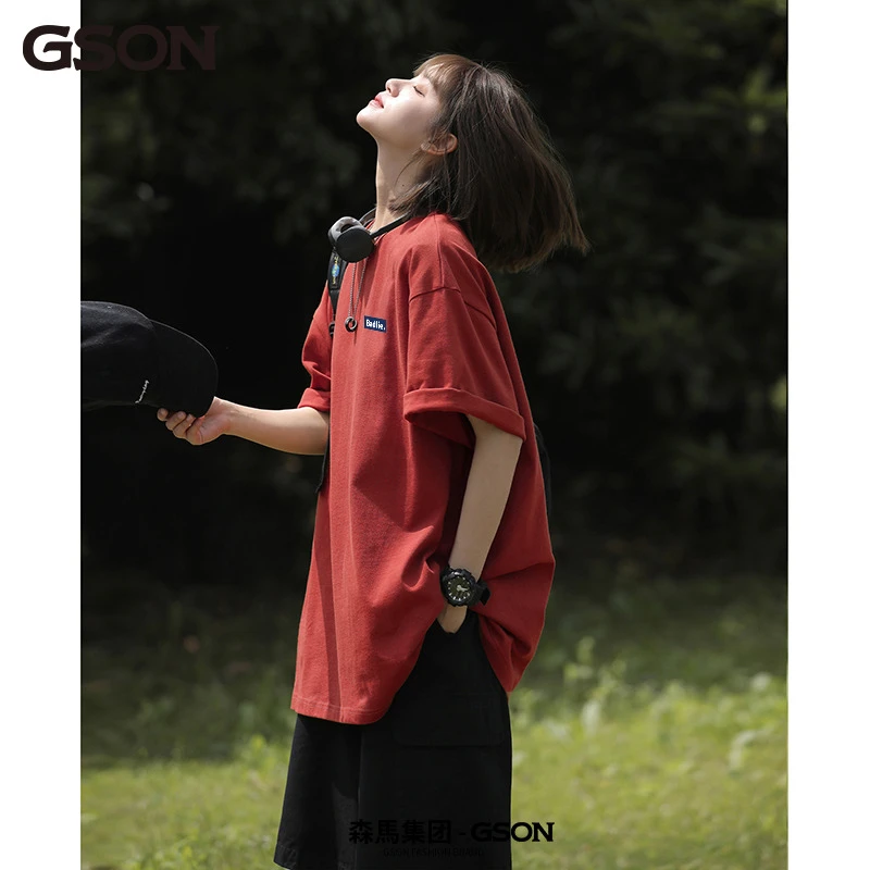 【加练专属】7A抗菌GSON纯棉重磅短袖T恤男女夏季潮牌小领口上衣服