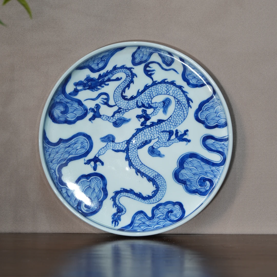景德镇青花斗彩纯手绘陶瓷赏盘