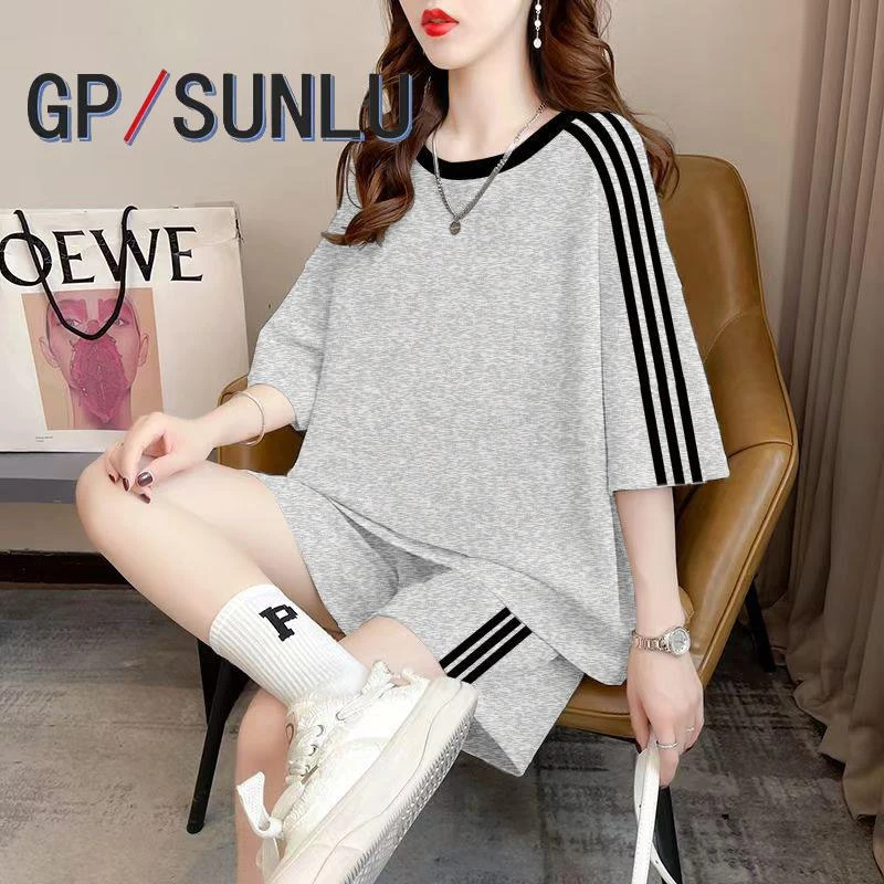 日本小众GP网红风睡衣女夏季棉质短袖短裤薄款大码简约休闲家居服