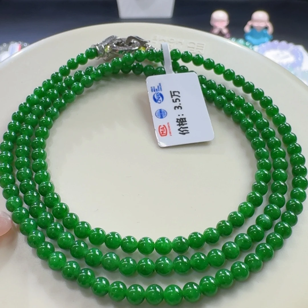 未镶嵌手链翡翠冰胶油润满色辣阳绿卡3.6巨漏王炸！