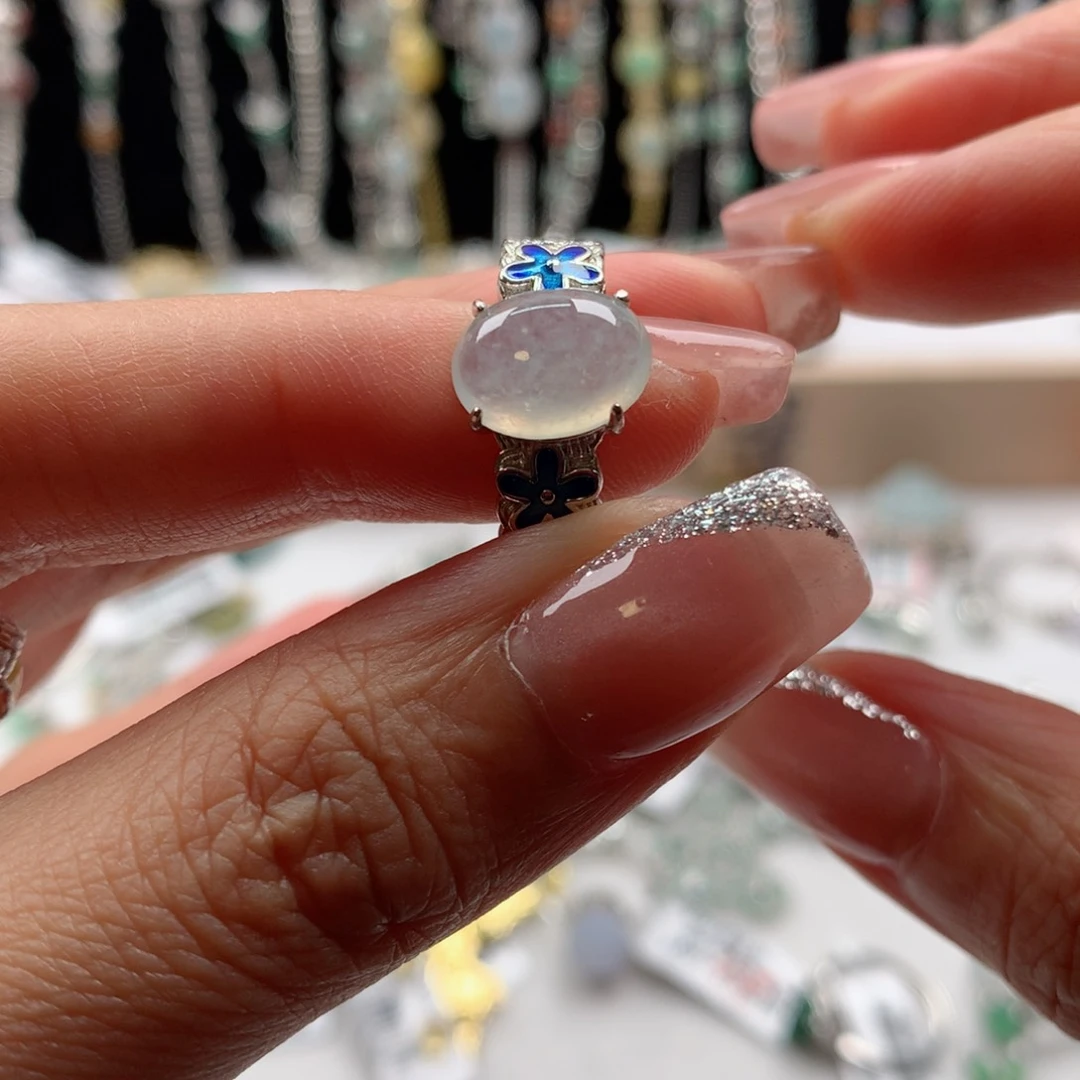 翡翠戒指银S925镶嵌234444