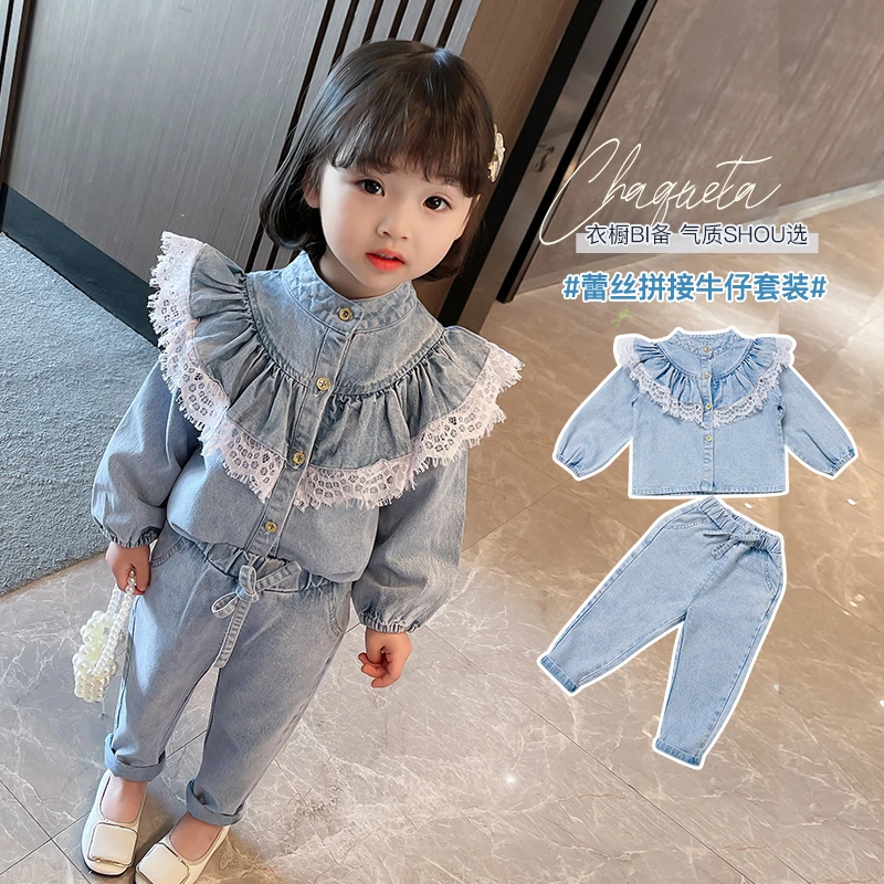 女童夏季超好看套装2025新款女宝宝牛仔洋气薄款女孩儿童韩范夏装