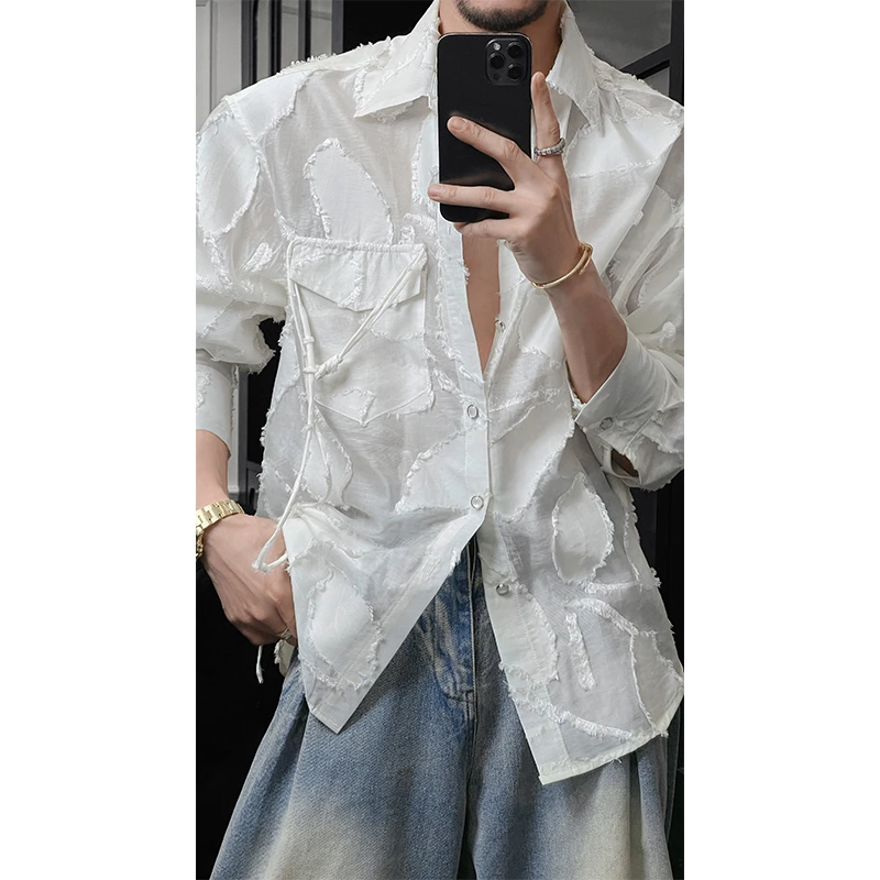 龙叨叨夏季新款小众设计师款高级感轻薄透气长袖衬衫宽松休闲衬衣