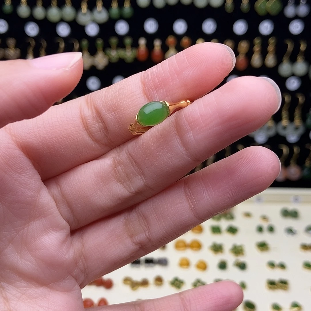 和田玉银S925镶嵌耳饰