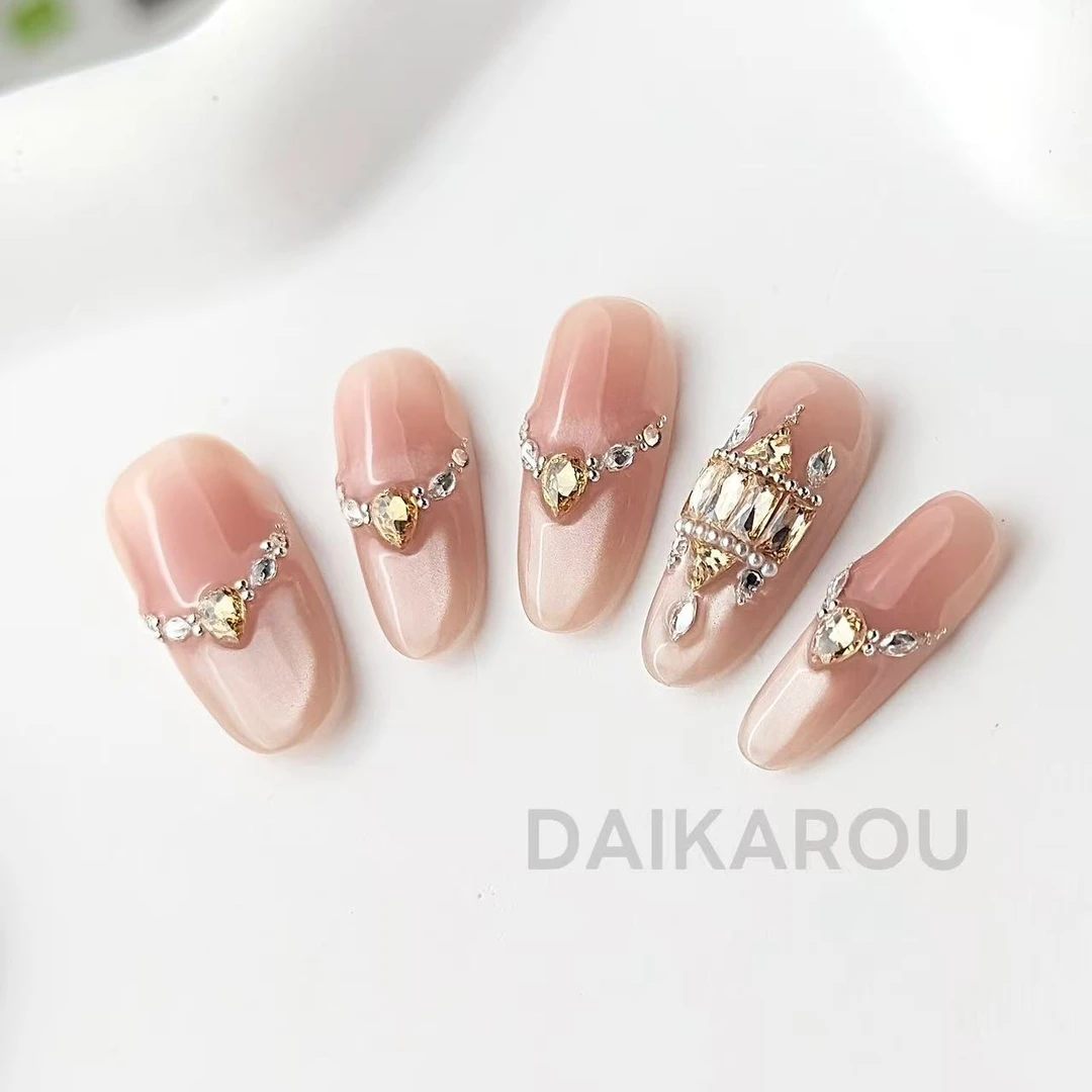 钻光漫舞 黛卡柔 预售 此度 短椭圆 中椭圆 长椭圆手工穿戴甲10片