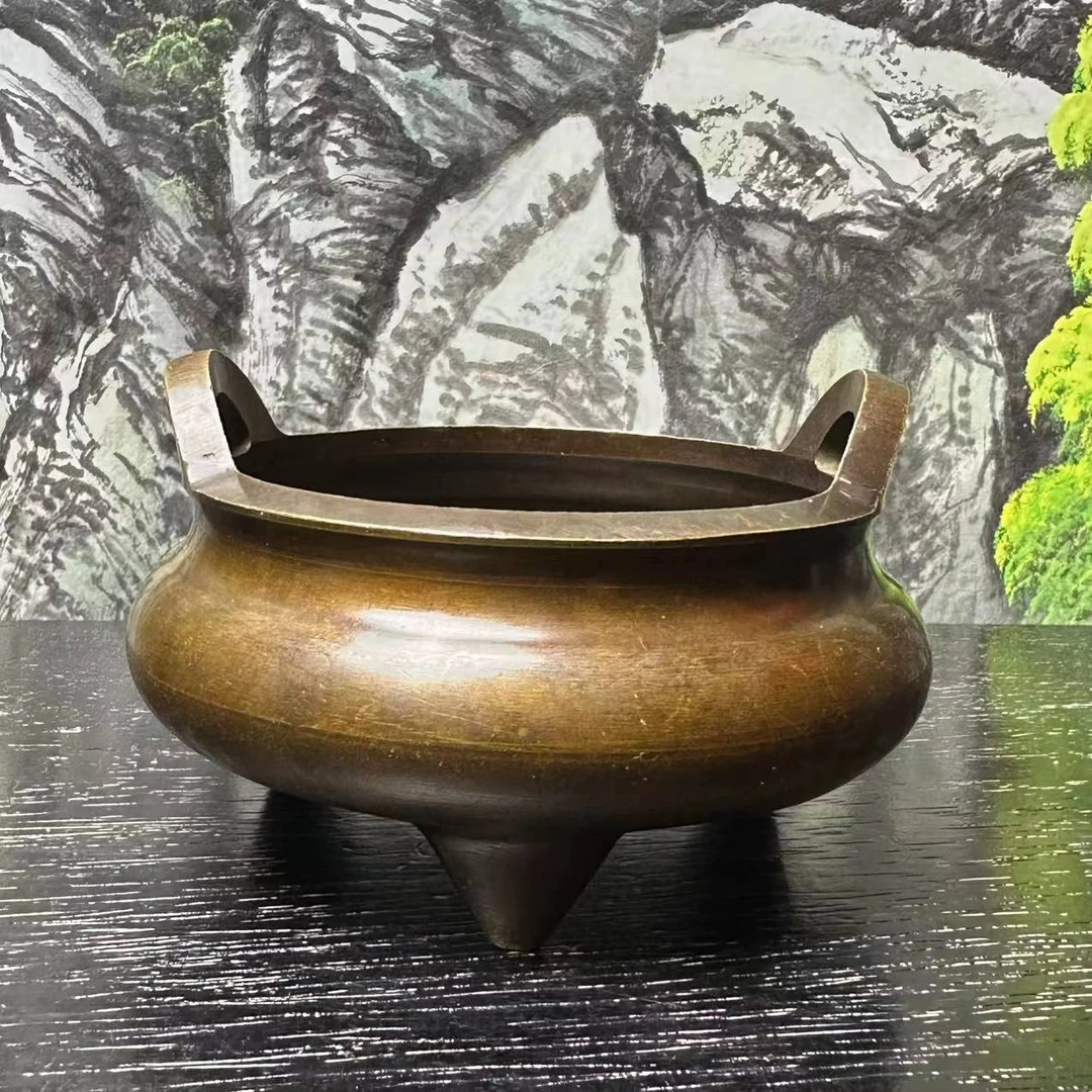 复古铜器摆件10口中原耳炉