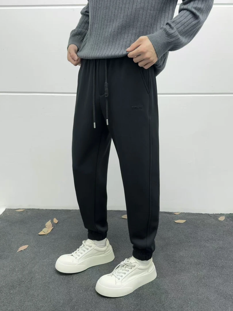 男士冬季加绒潮流百搭简约收口休闲裤8177