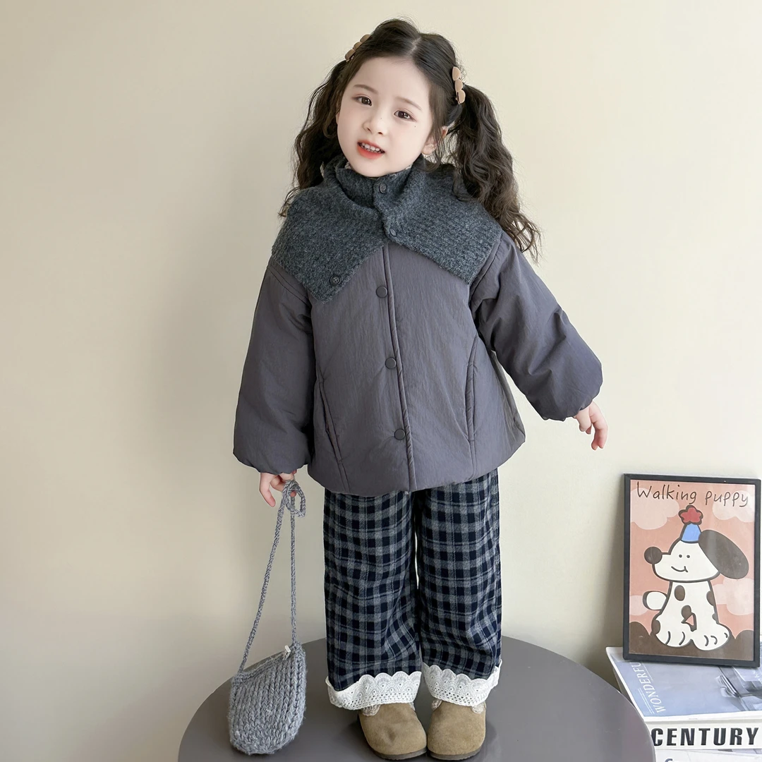 女童夹棉外套2025秋冬新款儿童洋气上衣女孩加厚冬装女宝休闲洋气