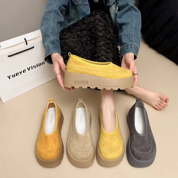 欧若风春夏季厚底新款浅口一脚蹬糖果色单鞋