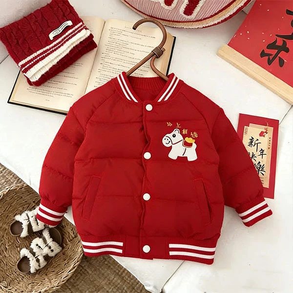 新年款女宝男宝通用棉服红棉袄常规款洋气儿童