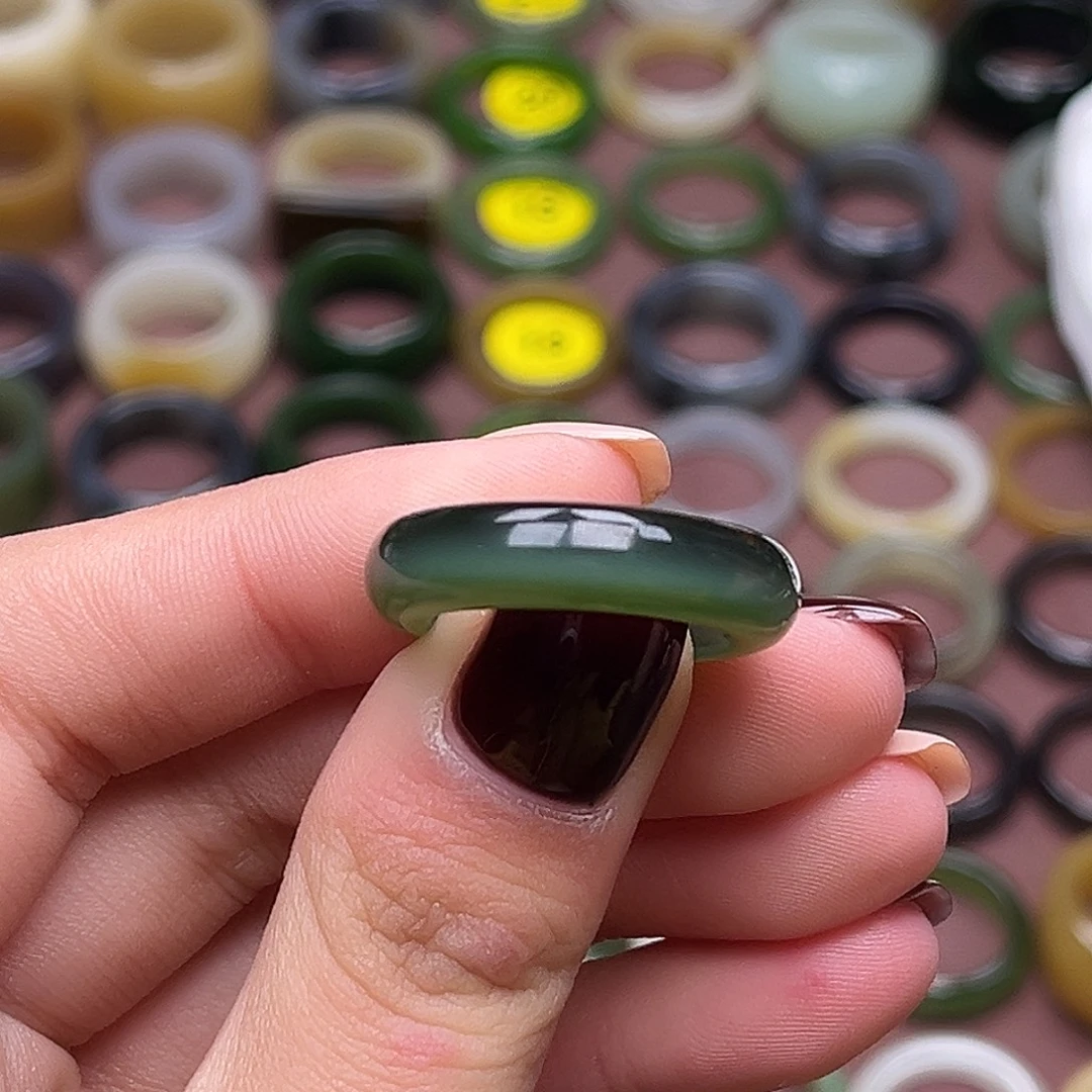 和田玉未镶嵌戒指17.8一线黑猫新品