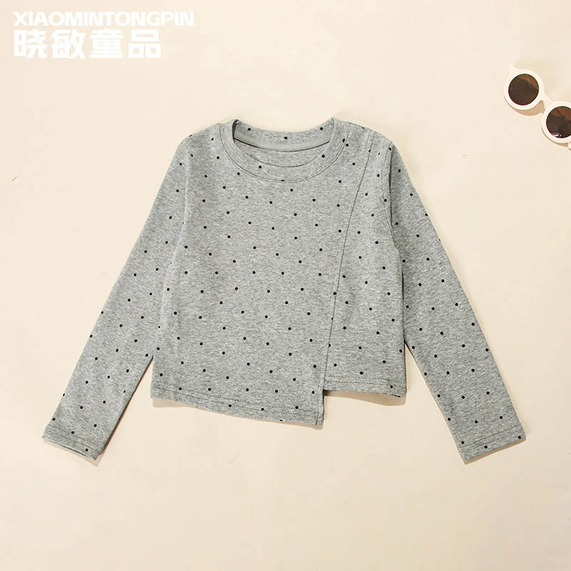 不规则下摆波点T恤3C3987