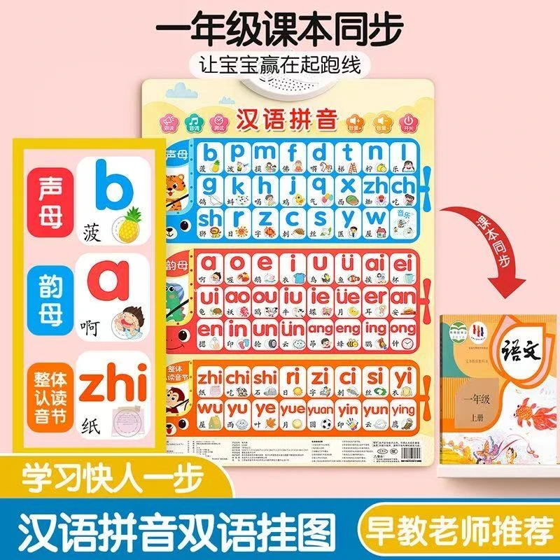 拼音字母表墙贴声母韵母整体认读音节有声早教挂图一年级发声神器