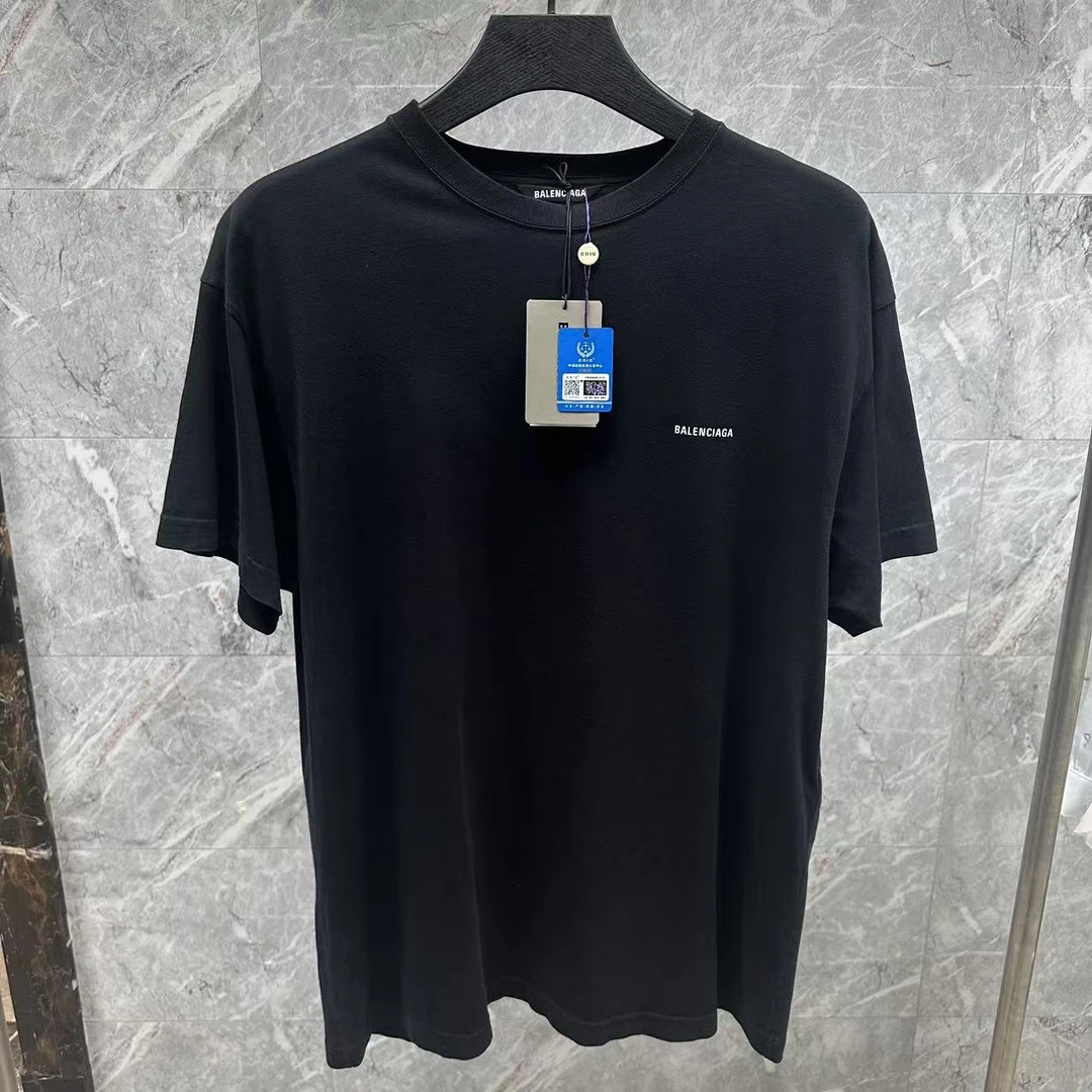 未使用 Balenciaga/巴黎世家 黑色胸前小字母短袖/M码