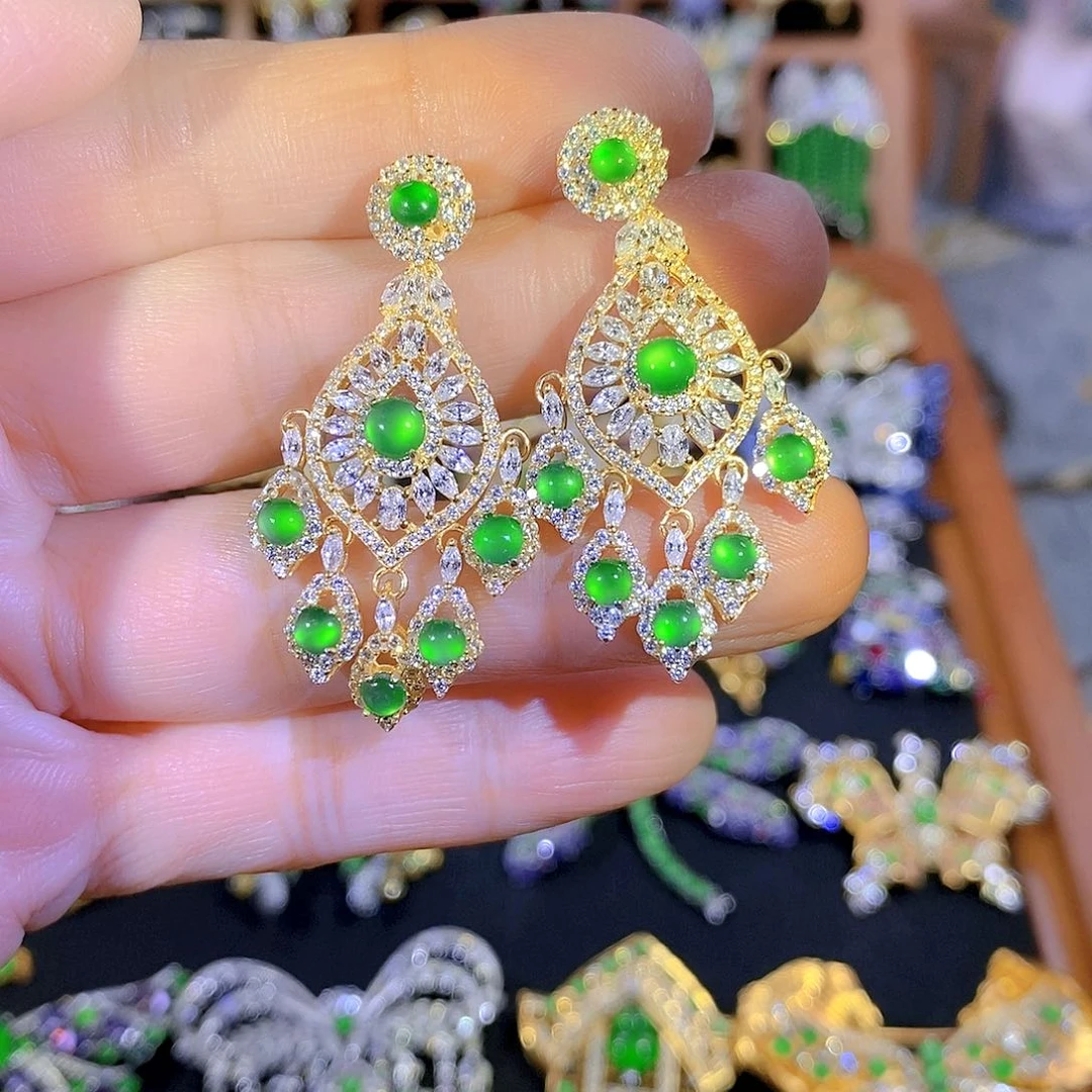 吊坠(不含链)银S925镶嵌翡翠