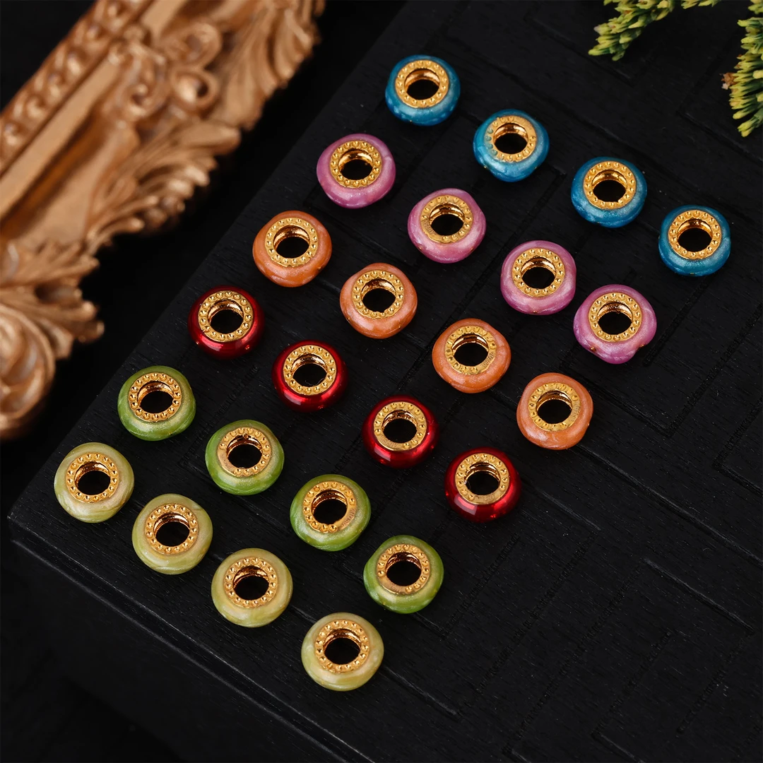 【来福工厂】18k金多巴胺烧蓝6mm加大版甜甜圈卡环隔片DIY配饰