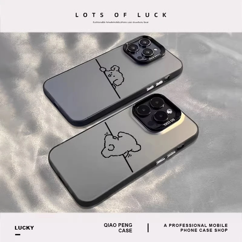 彩银壳线条小狗适用苹果16华为oppo小米15vivo荣耀oppo红米iphone