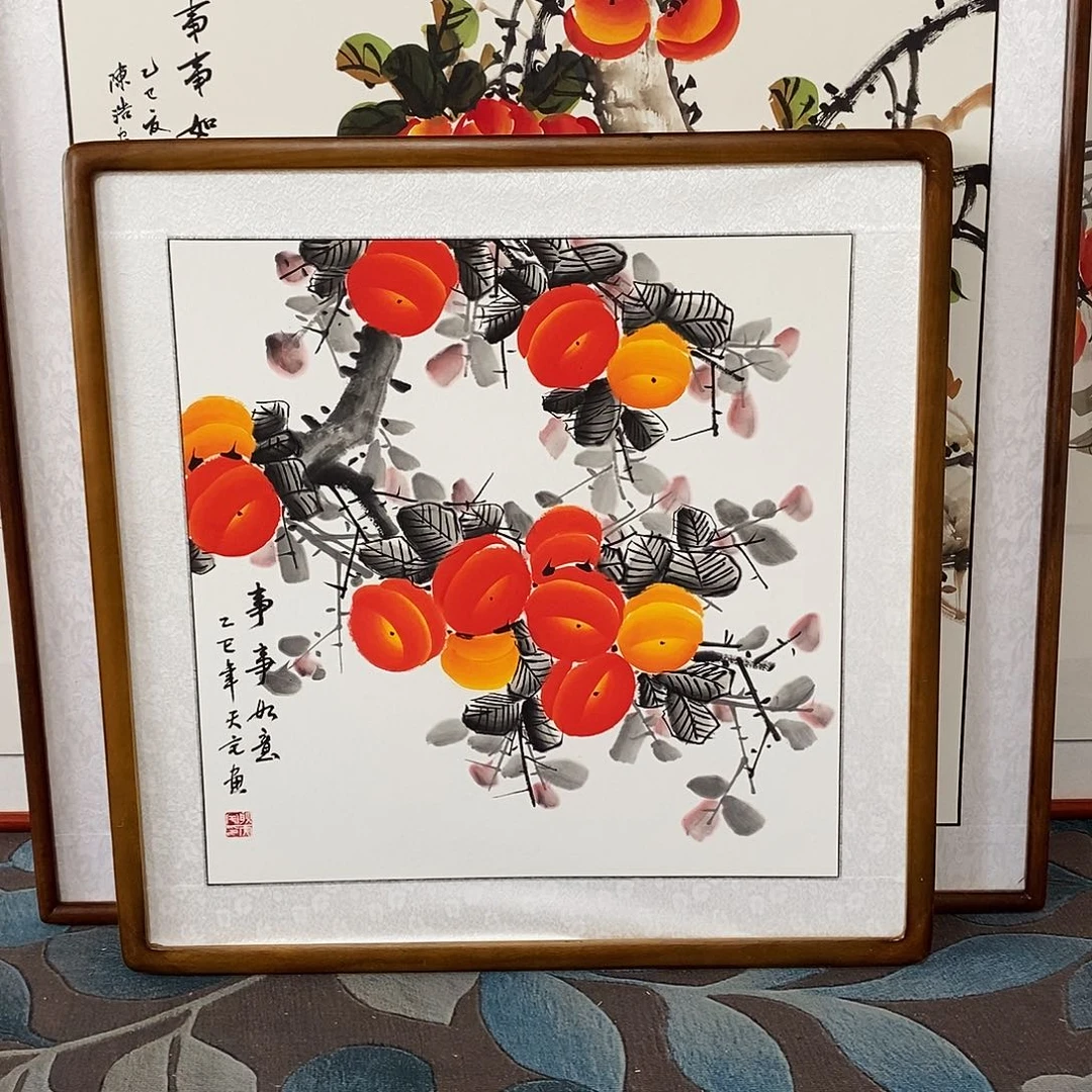 国画带框尺寸62✖️62手绘包邮
